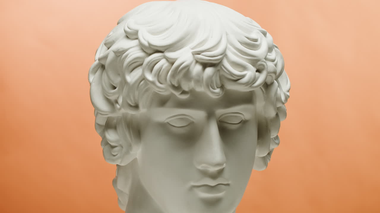 Busto in Gesso Bianco Rotante di una Scultura Classica