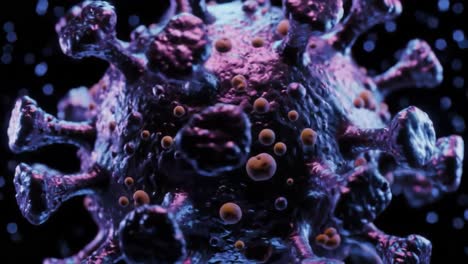 intricate 3d visualization of a virus structure with microscopic details highlighting surface features and molecular components under a dark background