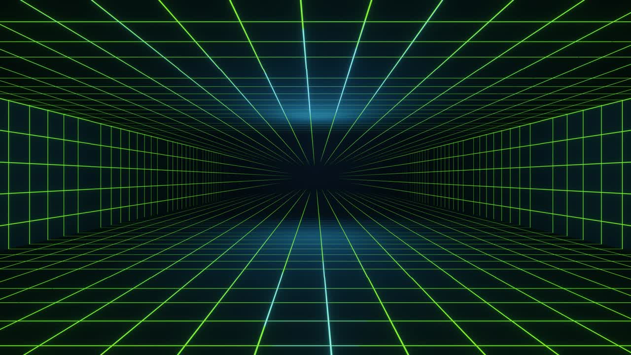 Futuristic abstract line tunnel digital space  hallway loop