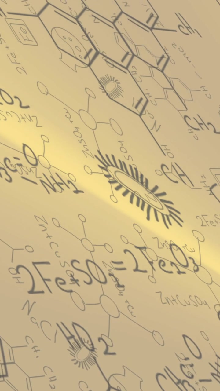 Animation of chemical formulas and multiple drawing of organisms over abstract background