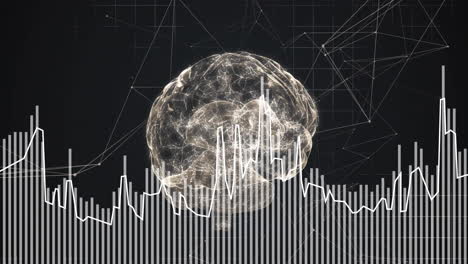 animation of digital brain with data graphs and network connections in futuristic design