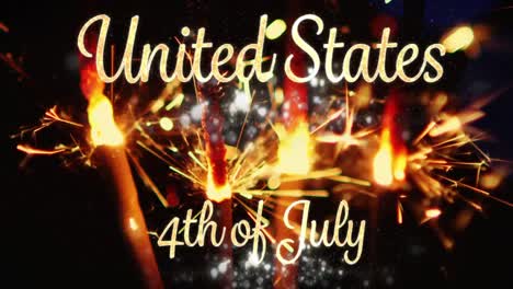 united states, 4th of july text and sparkles