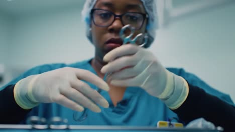 focused medical professional engaged in precise task in a clinical environment, showcasing attention to detail and commitment to patient care