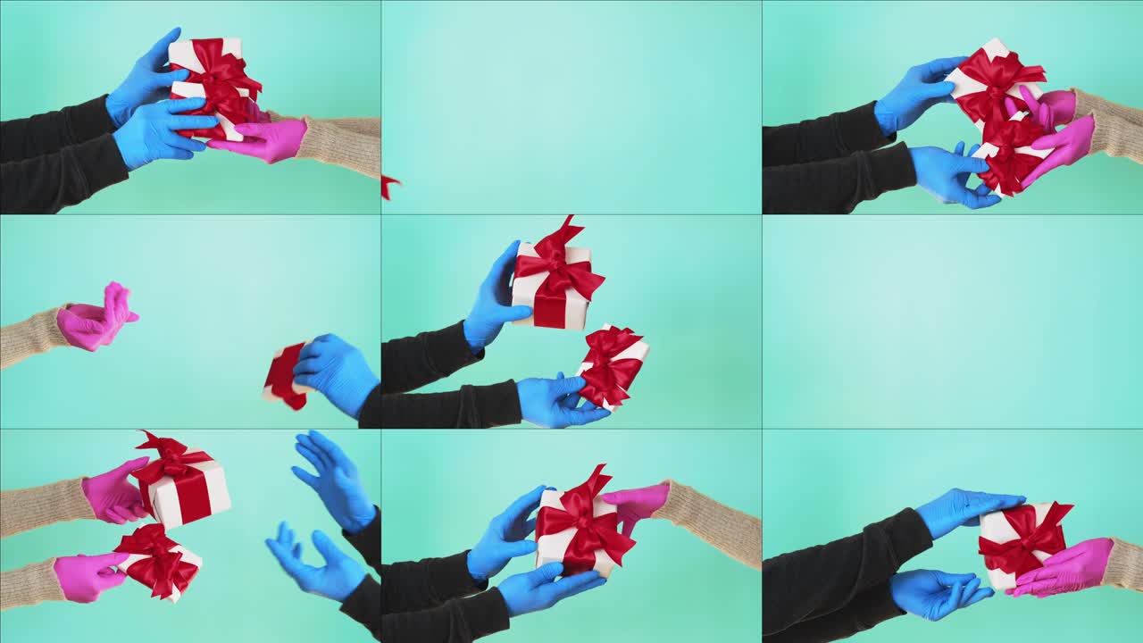 코로나바이러스 크리스마스 콜라지 선물 배달 위생