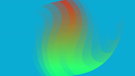 animation of waves of red and green curved lines moving on blue background