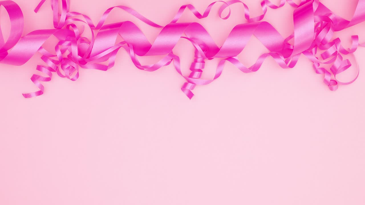 Birthday greeting card and gifts appear on pink theme. Stop motion