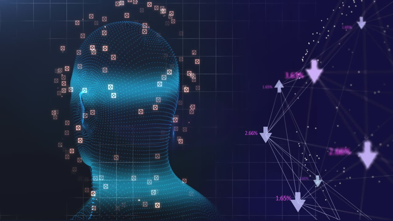 Animation of human head with digital interface data processing