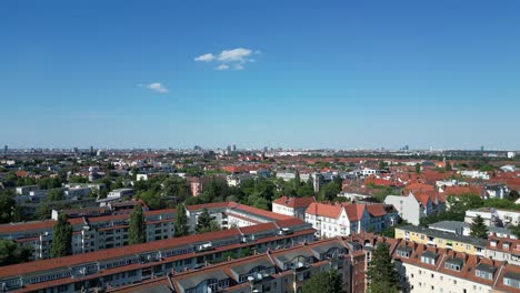 Smooth-aerial-top-view-flight-at-city-Berlin-steglitz,-Germany-Summer-day-2023