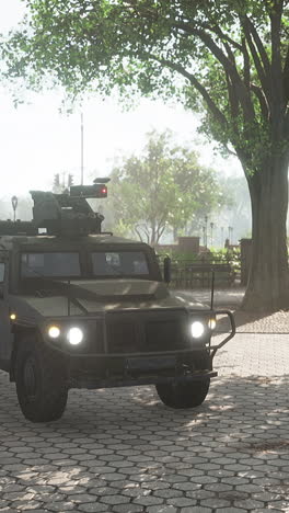 military truck in a park