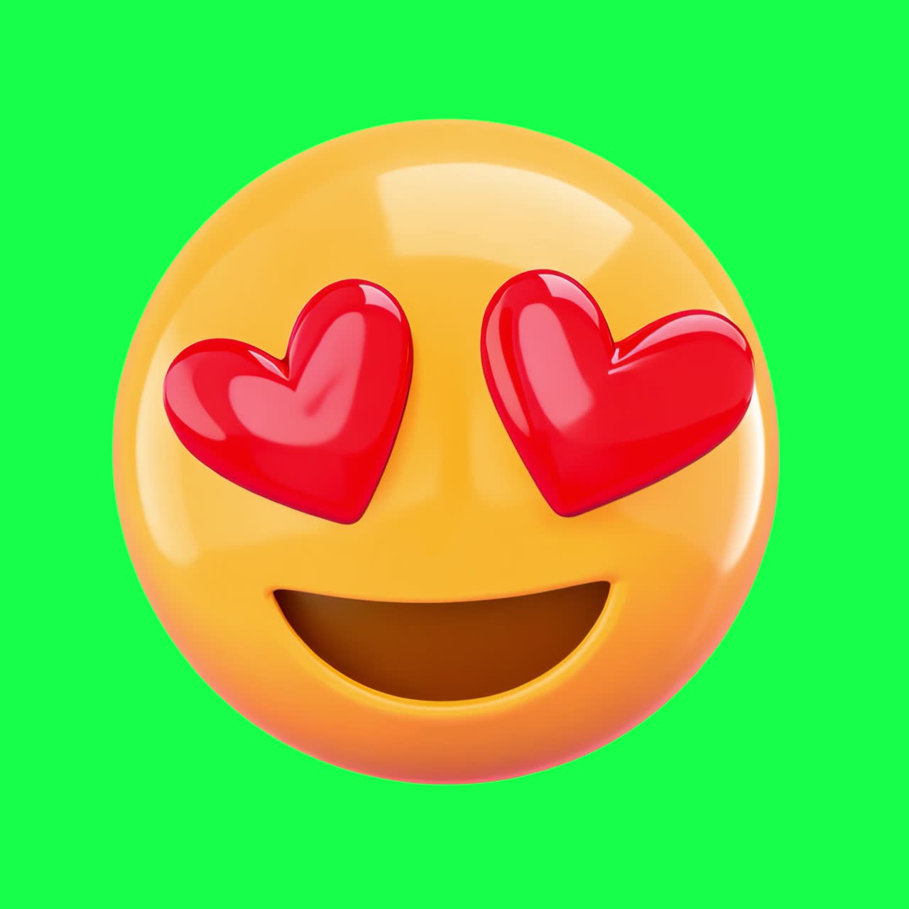 Animazione di emoticon con occhi a cuore, video 4K trasparente, green screen