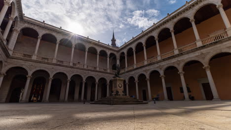 Timelapse-inside-of-Alcázar-de-Toledo-in-Toledo-Imperial-City,-Spain