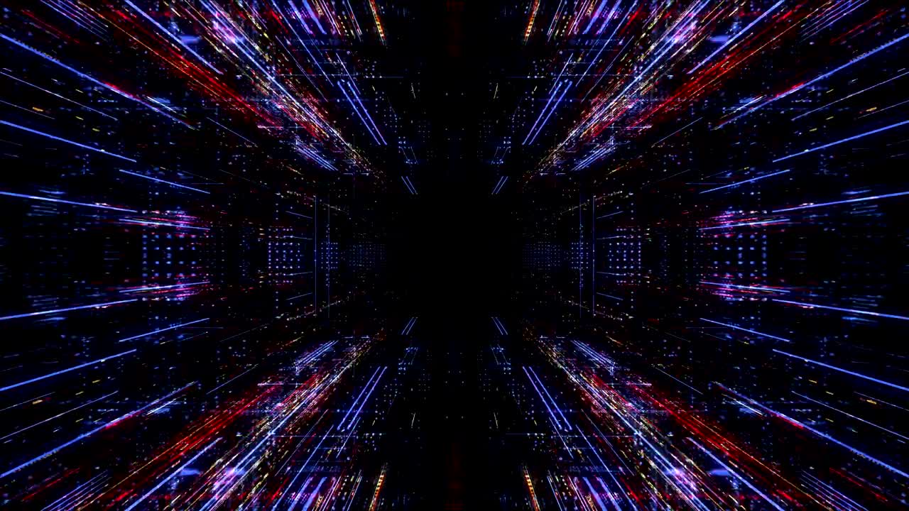 Città virtuale digitale astratta. Concetto di scansione della città per attacchi hacker. Render 3D loop 4K.