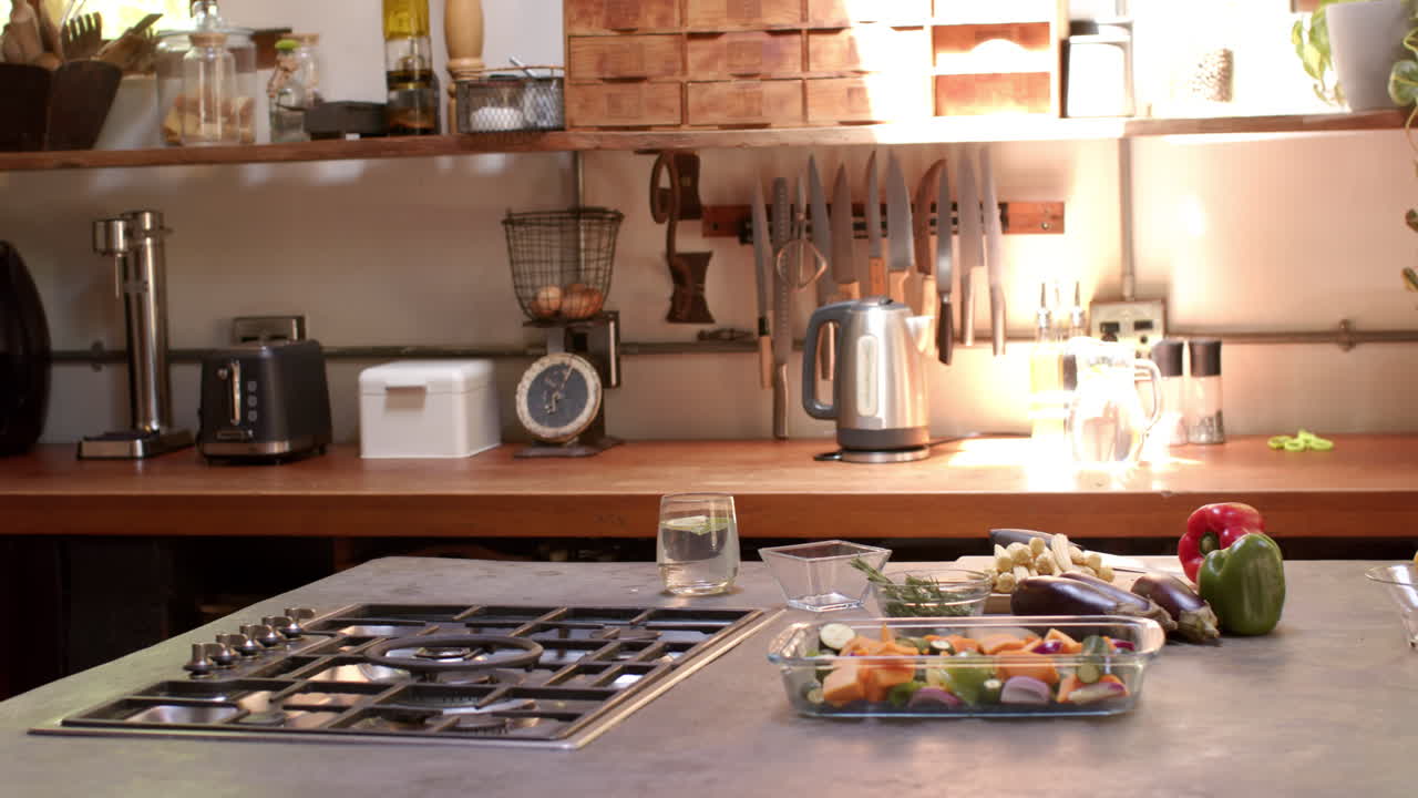 Preparing fresh vegetables in cozy kitchen for Thanksgiving dinner celebration, at home