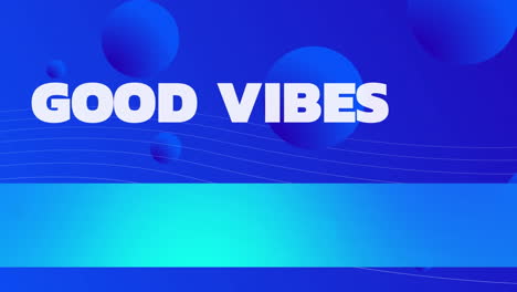 animación de texto de buenas vibraciones sobre fondo azul