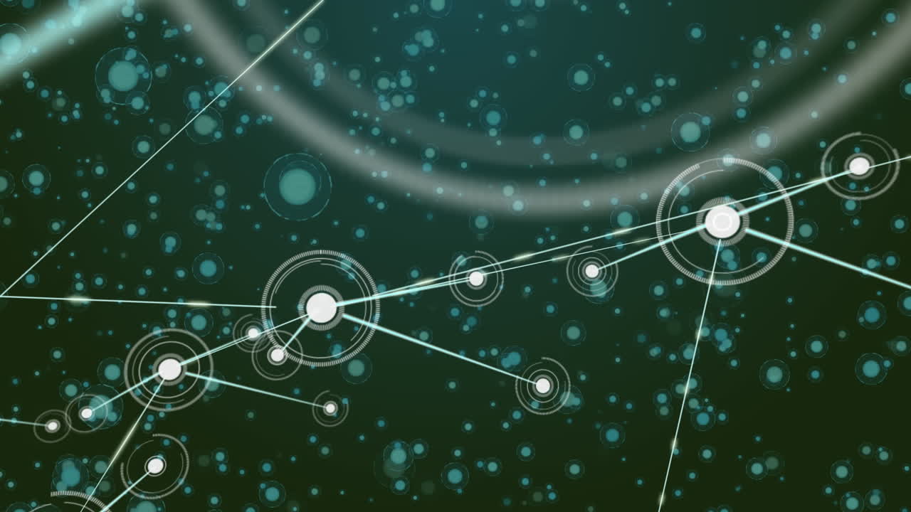 녹색 배경에 있는 점 위의 연결의 애니메이션