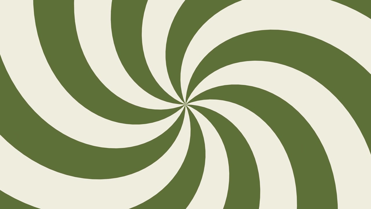 Animazione di sfondo a spirale rotante verde e crema.