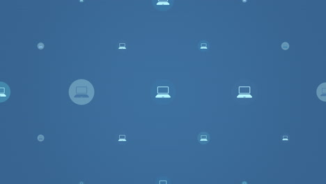 volar iconos de computadora social en el fondo de la red