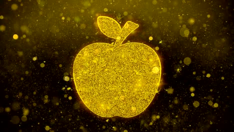 apple icon golden glitter shine particles.