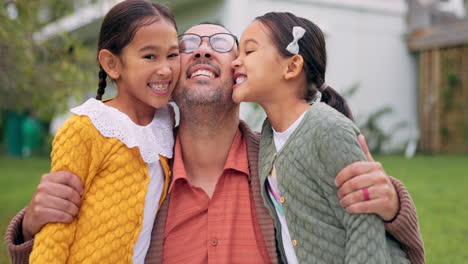 Hug,-father-and-girls-with-happiness