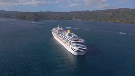 luxurious ship of costa pacifica in the caribbean of samana bay in the dominican republic