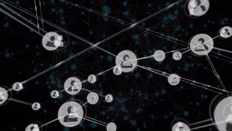animación de la creciente red de iconos de personas que transfieren datos a través de centros verdes conectados