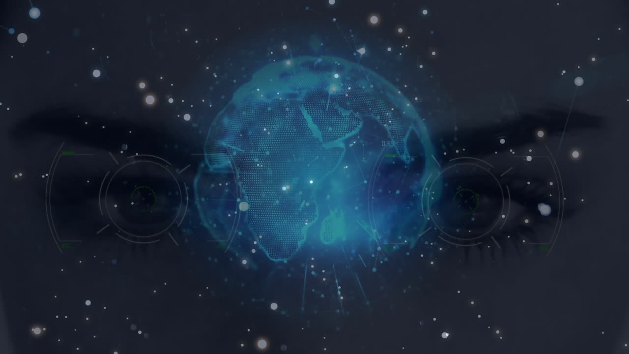 animación de la red de conexiones y el rostro de la mujer en todo el mundo