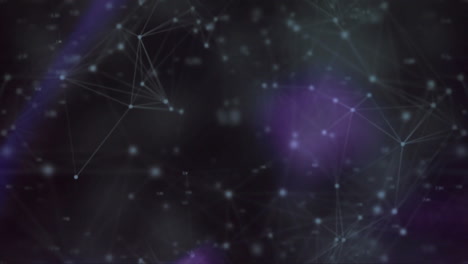 animación de conexiones y procesamiento de datos sobre un fondo oscuro