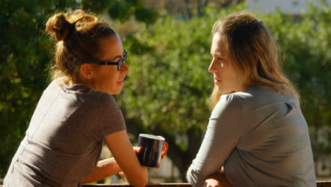 Pareja-De-Lesbianas-Interactuando-Entre-Sí-En-El-Balcón-De-Casa-4k