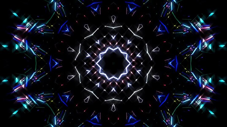 circle shape of line wave motion, colorful, on black background