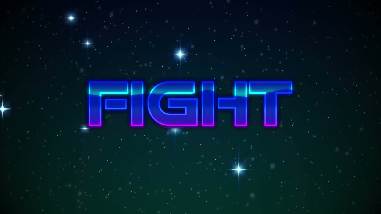 animación digital del texto de lucha contra las estrellas brillantes sobre fondo negro