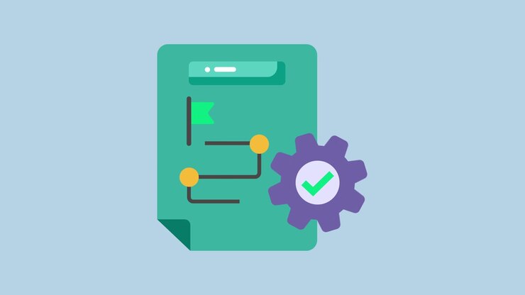 Animated Document Icon with Progress and Settings Gear