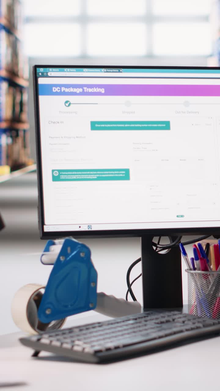 Vertical Video Empty e-commerce warehouse depot used for shipping cargo products