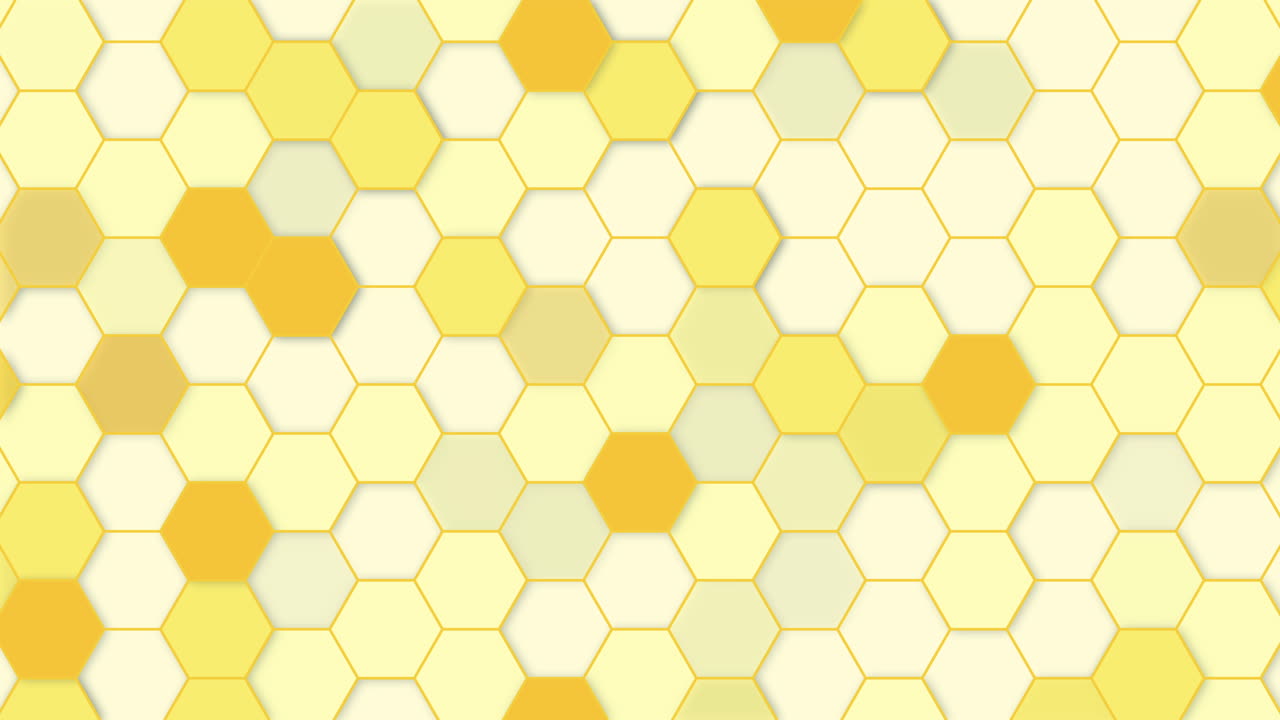 Abstract beehive with hexagon grid cells on yellow background. Loop animation.