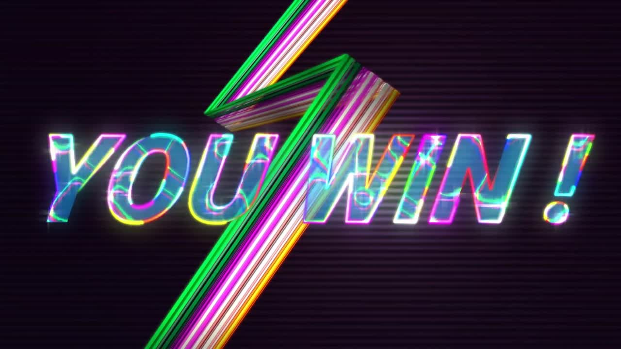 네온 플래시 위에 반 ⁇ 이는 분홍색 문자로 텍스트를 이기는 애니메이션