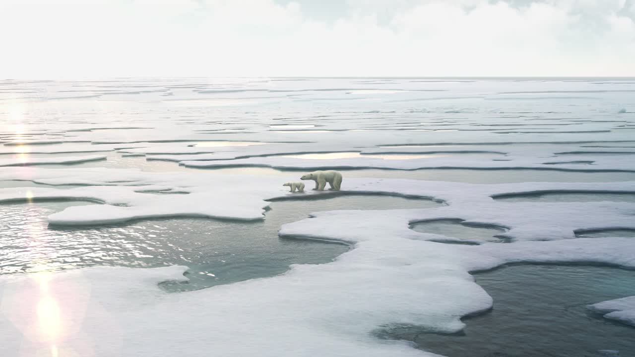 북극 얼음 위에 있는 북극