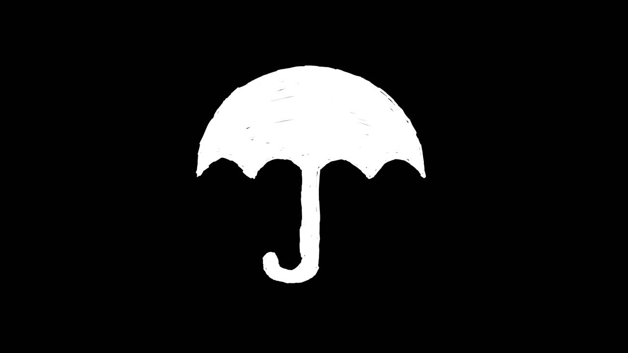 Animated Hand-Drawn Umbrella Icon on Black Background