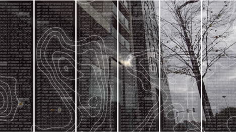 Animation of data processing over cityscape