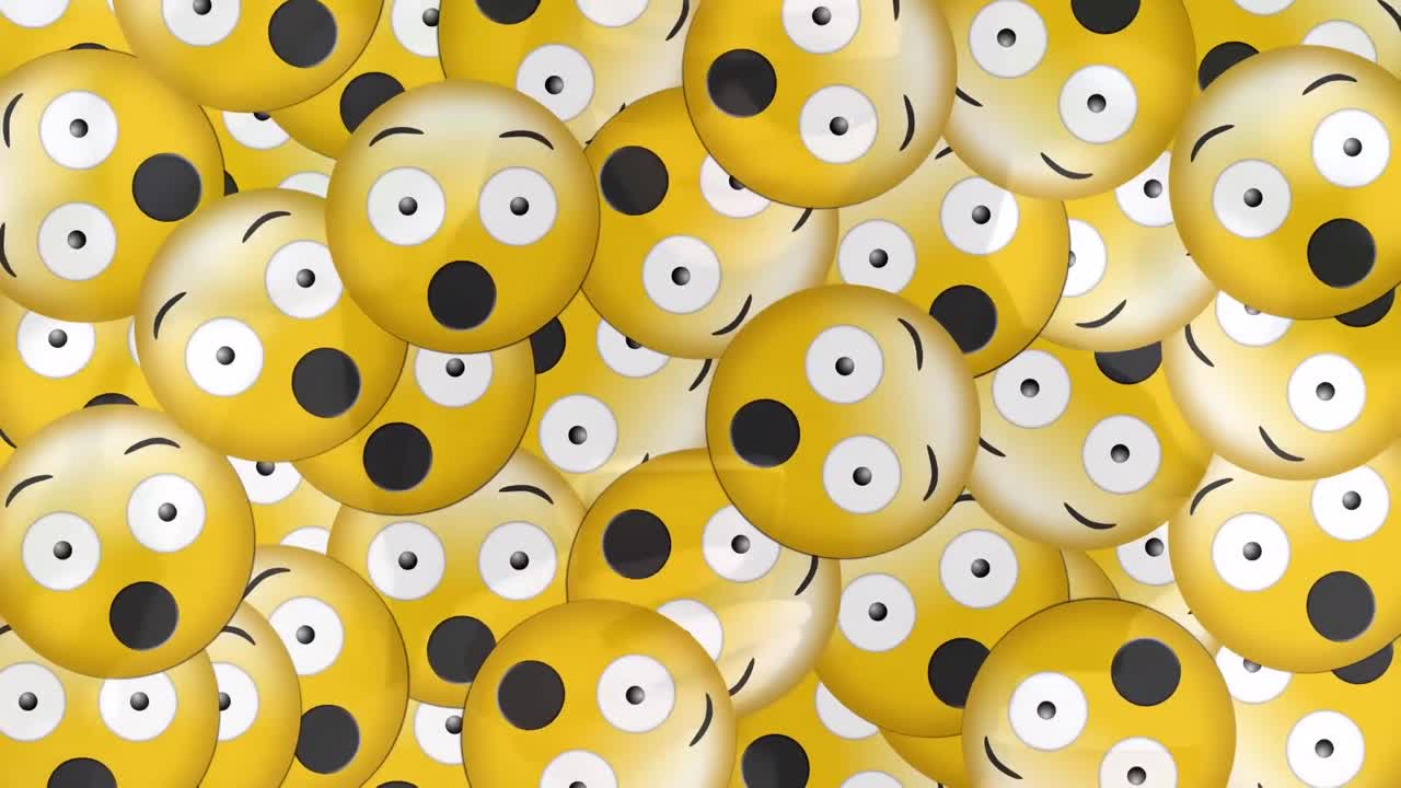 스마트폰을 사용하여 히자브를 입은 여성 위에 떨어지는 이모티콘의 애니메이션