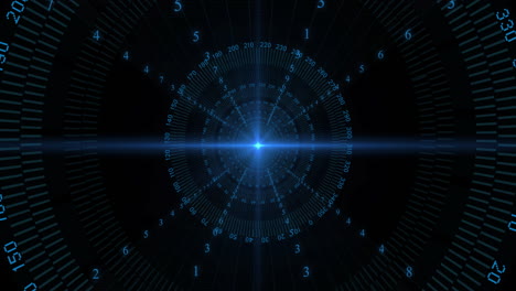 animación del alcance y procesamiento de datos sobre fondo negro