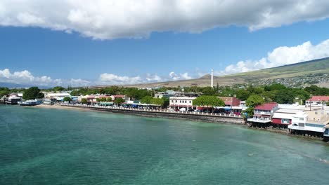 The-Historic-Aerial-Drone-View-of-Front-Street-in-Lahaina-Maui-4K