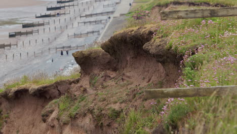 mid shot of coastal erosion of the cliffs at st bees. west lake district