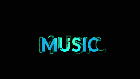 animation of music text on black background