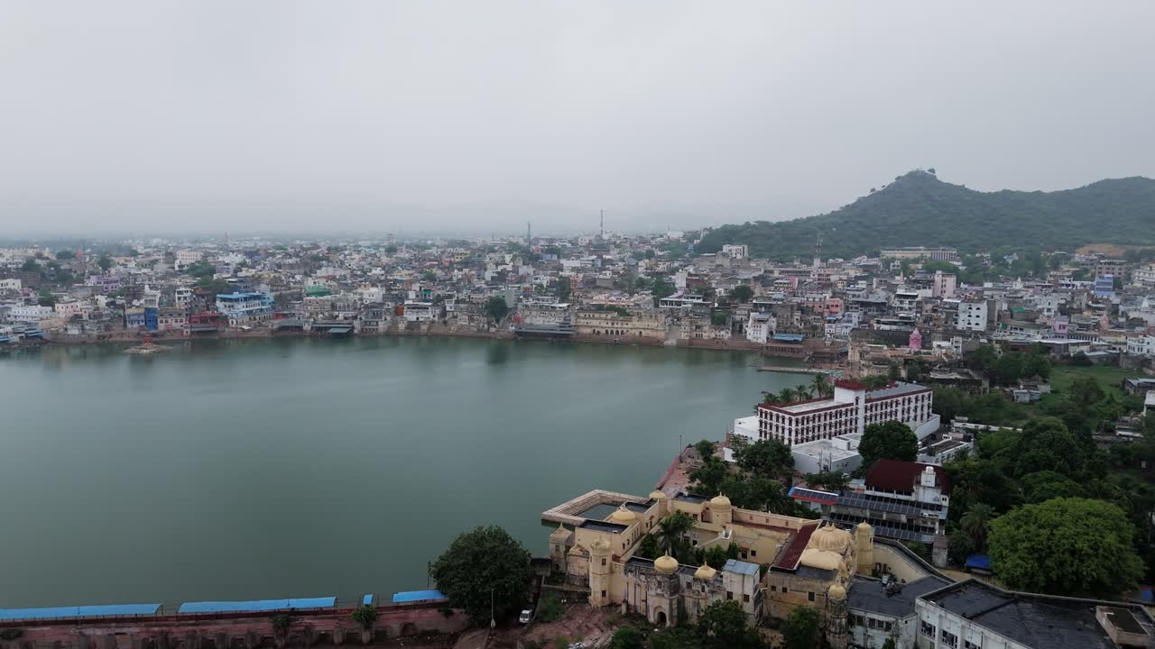 Ancient sacred lake pilgrimage city Pushkar , India