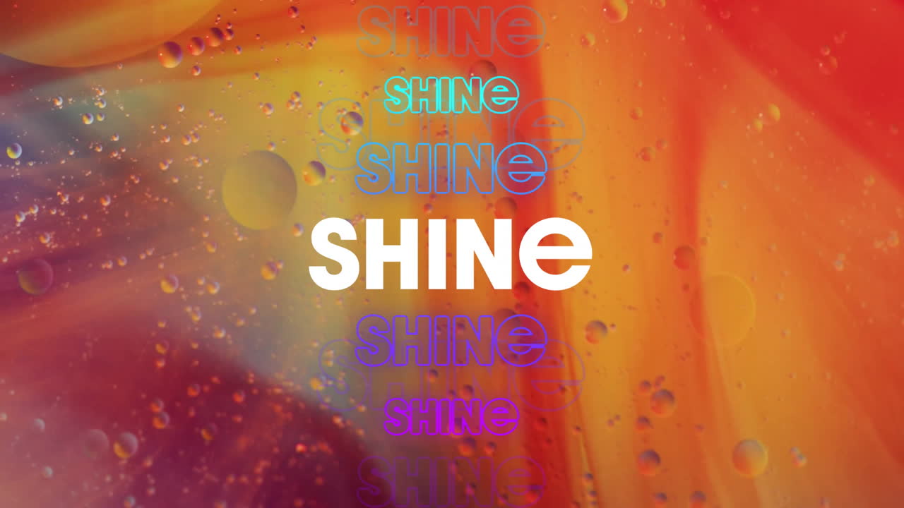 오렌지색 거품 위에 반이는 텍스트의 애니메이션