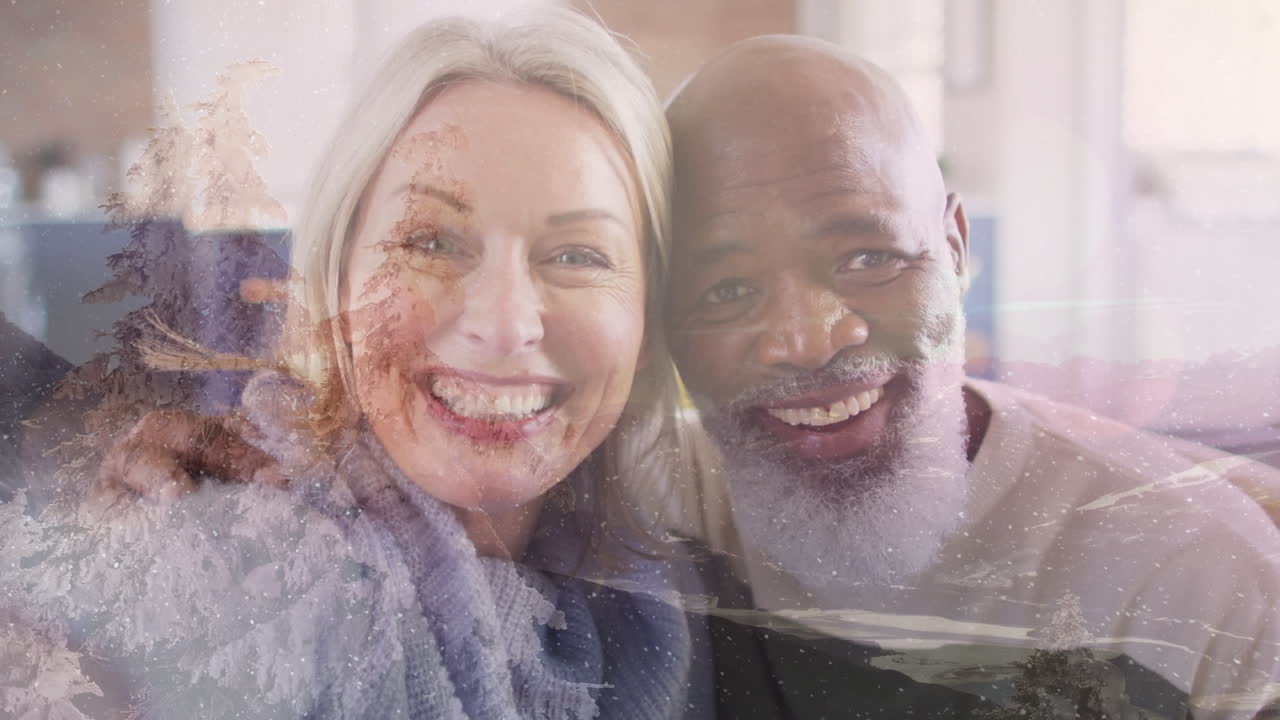 animazione del paesaggio invernale su coppie diverse