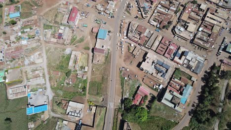 dense architecture of developing loitokitok town, kenya, aerial top down