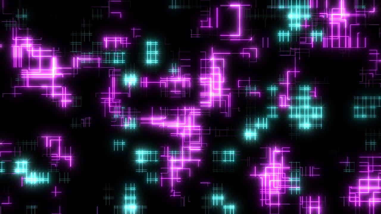 Digital and neon lines with glitch in rows