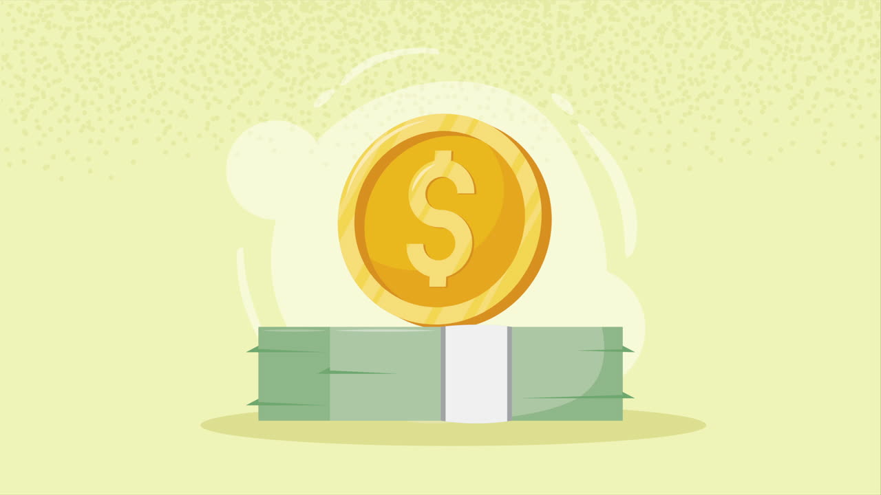 dollarsedler og mønter-animation