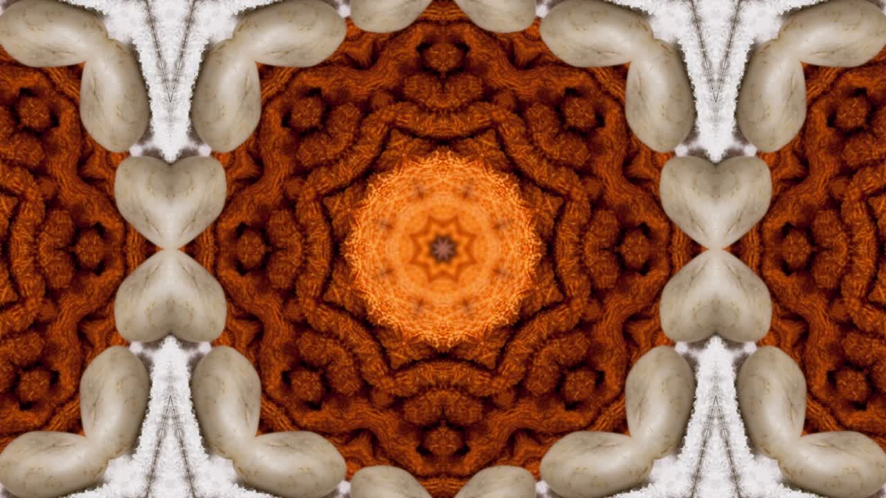 patrón de flor fractal abstracto, fondo de caleidoscopio, video de bucle de flores con adorno de mandala.