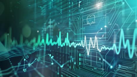 digital healthcare technology background with ecg waveform
